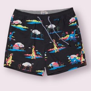 Party Pants Dinosaur Print Swim Trunks in Black